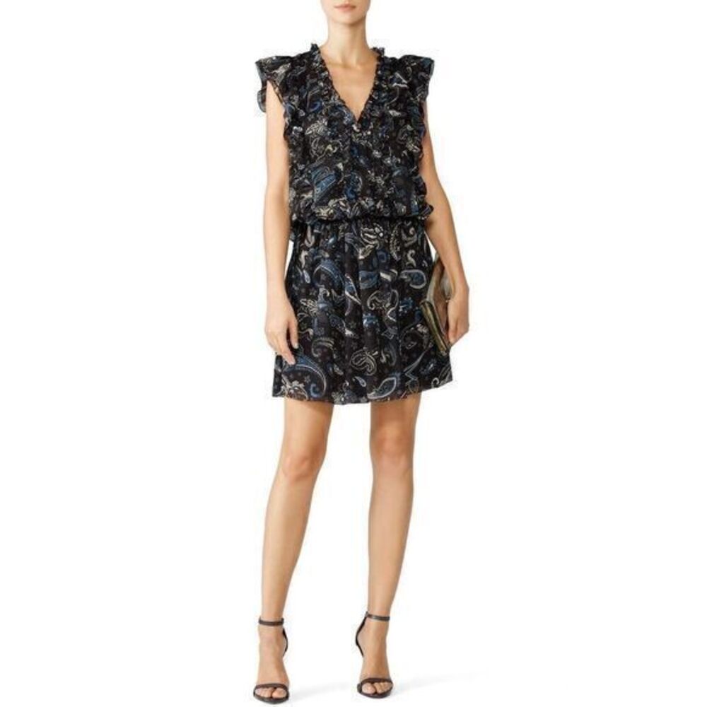 ZADIG & VOLTAIRE Black Printed Rimana Paisley Mini Dress SMALL